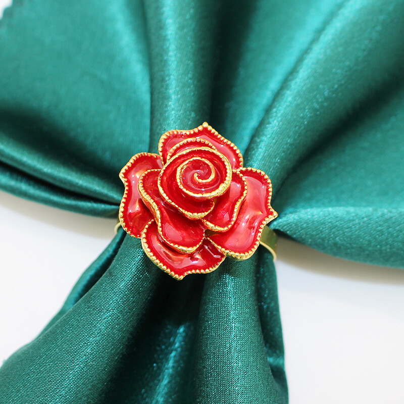 6Pcs Hanukkah prstenovi za salvete Plava ruža Držač za salvete Zlatne kopče za salvete za Chanukah vjenčanje Božićna zabava Dekoracija stola