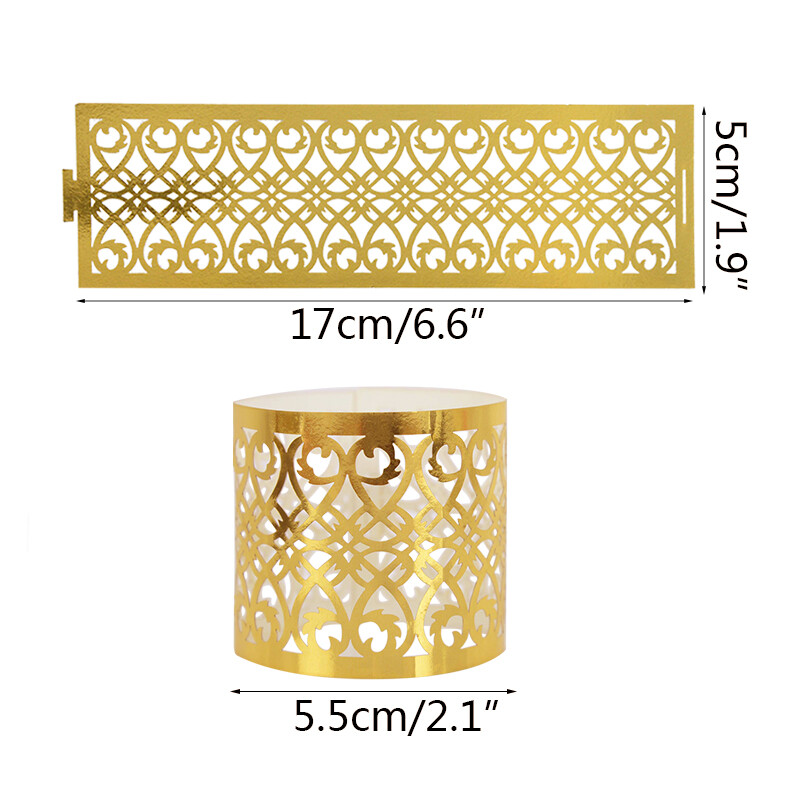 20 komada Crna Zlatna Srebrna Boja Izdubljeni papirnati prsten Držači za salvete Rođendanska svadba Dekoracija stola za večeru Salvete Kopča