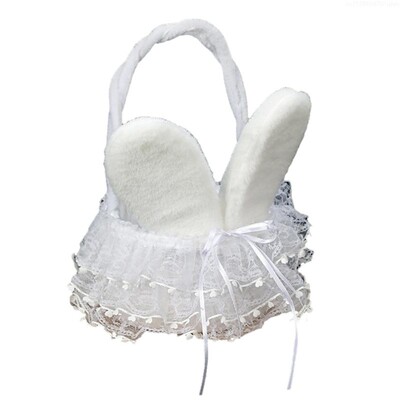 Svečana pletena cvjetna košara sa zecom za uskršnje zabave i okupljanja 85AC