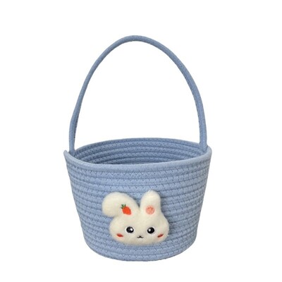 Кошница с великденско зайче Сладка кошница с въже за носене с дълга дръжка за домашно парти училище