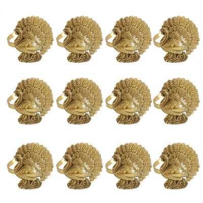 Set prstenova za salvete Elegantni prstenovi za salvete s purećim paunom za novogodišnje proslave Dana zahvalnosti Set od 12 željeznih podesivih stolnih dekoracija