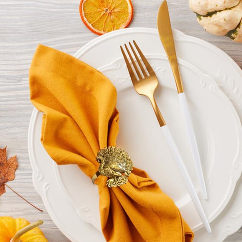 Set prstenova za salvete Elegantni prstenovi za salvete s purećim paunom za novogodišnje proslave Dana zahvalnosti Set od 12 željeznih podesivih stolnih dekoracija