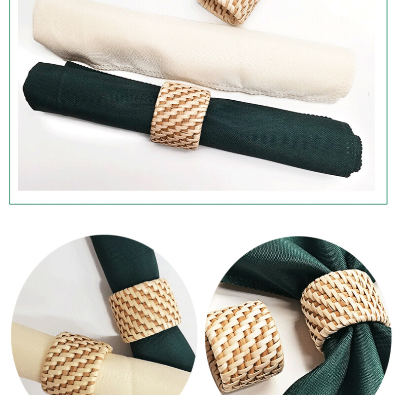 Ратанов пръстен за салфетки в японски стил Пръстен за хартиени кърпи Квадратен пръстен за кърпи Тъкани катарама за салфетки Семеен ресторант Декорация на маса