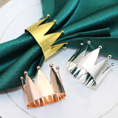 6Pcs Krunski prstenovi za salvete Zlatni držači za salvete Metalne kopče za salvete za vjenčanje Rođendan Mladenka Tuš Party Dekoracija stola za večeru