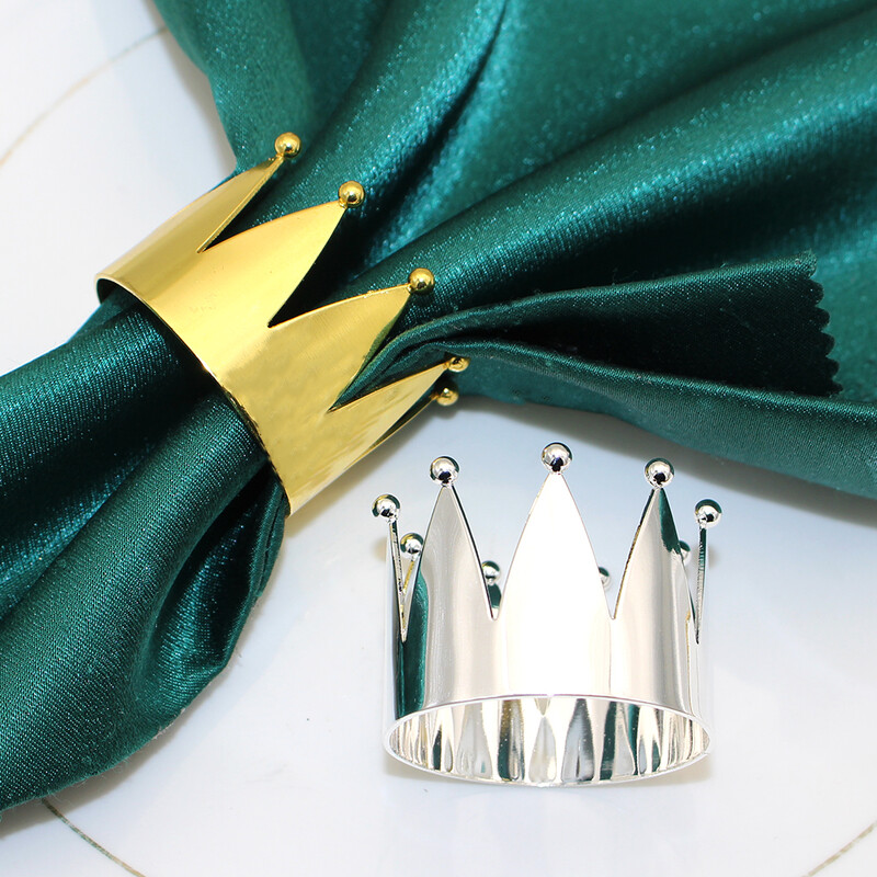 6Pcs Krunski prstenovi za salvete Zlatni držači za salvete Metalne kopče za salvete za vjenčanje Rođendan Mladenka Tuš Party Dekoracija stola za večeru