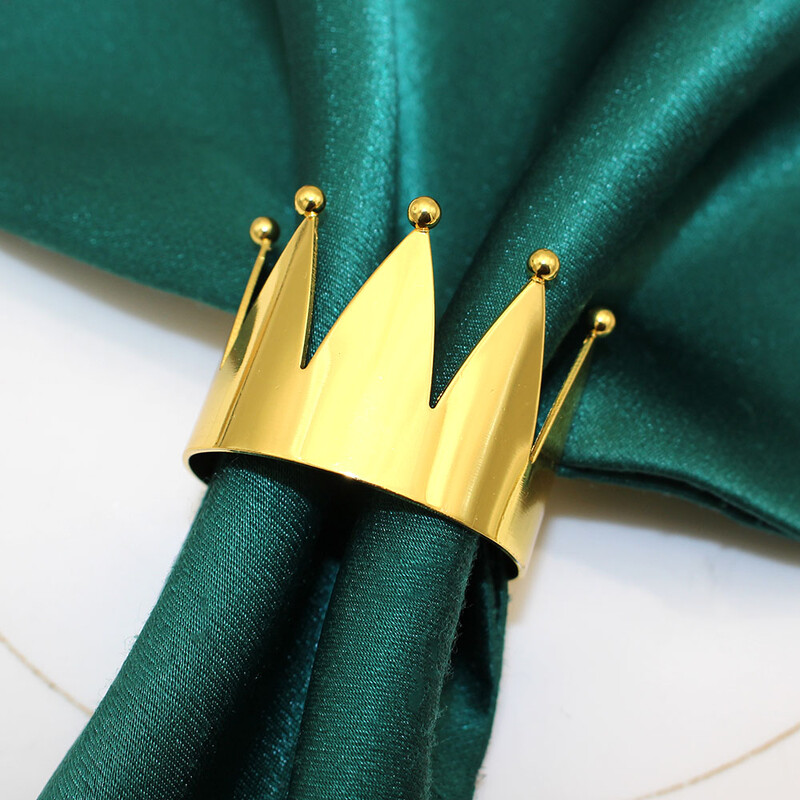 6Pcs Krunski prstenovi za salvete Zlatni držači za salvete Metalne kopče za salvete za vjenčanje Rođendan Mladenka Tuš Party Dekoracija stola za večeru