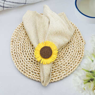 12 kom. Umjetno cvijeće Prstenovi za salvete Raznobojni suncokret Držač za salvete Vjenčani buketi Baby Shower Party Dekoracije za dom