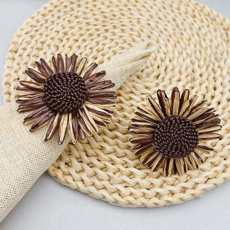 12 kom. Umjetno cvijeće Prstenovi za salvete Raznobojni suncokret Držač za salvete Vjenčani buketi Baby Shower Party Dekoracije za dom