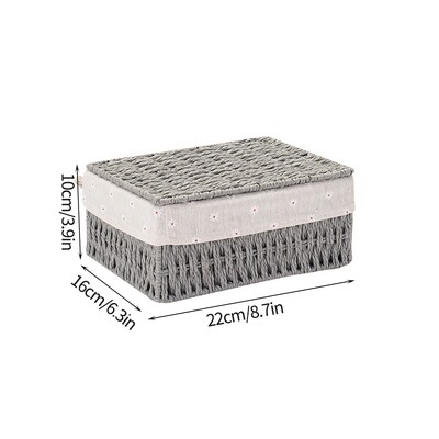 Ručno tkane košare za pohranu s poklopcem Kućna pohrana Ručno rađena kutija od ratana Stolni organizator za razne sitnice Hrana Snack Piknik Pletene košare