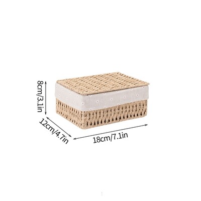 Ručno tkane košare za pohranu s poklopcem Kućna pohrana Ručno rađena kutija od ratana Stolni organizator za razne sitnice Hrana Snack Piknik Pletene košare