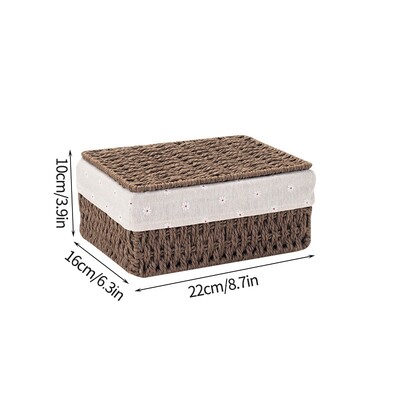 Ručno tkane košare za pohranu s poklopcem Kućna pohrana Ručno rađena kutija od ratana Stolni organizator za razne sitnice Hrana Snack Piknik Pletene košare