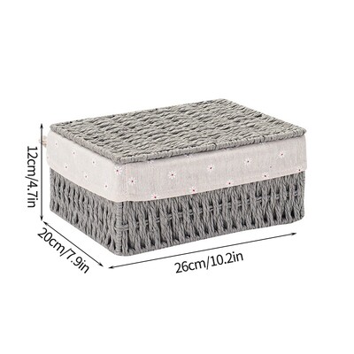 Ručno tkane košare za pohranu s poklopcem Kućna pohrana Ručno rađena kutija od ratana Stolni organizator za razne sitnice Hrana Snack Piknik Pletene košare