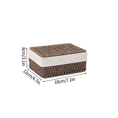 Ručno tkane košare za pohranu s poklopcem Kućna pohrana Ručno rađena kutija od ratana Stolni organizator za razne sitnice Hrana Snack Piknik Pletene košare