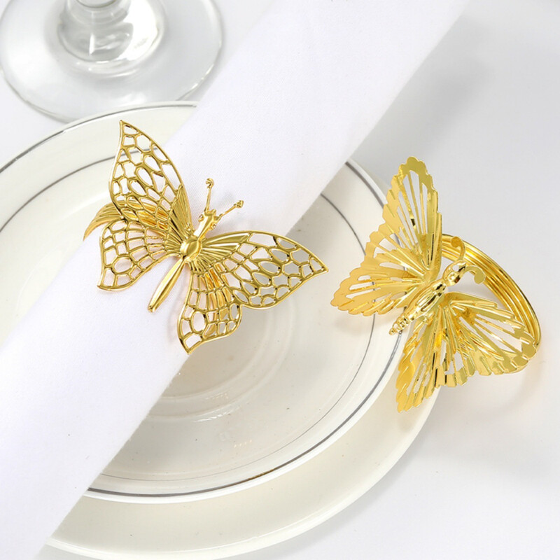 1kom zlatni šuplji leptir prsten za salvete Dekoracija stola za blagdansku zabavu Ukras gumb za salvete Dekoracija stola za Valentinovo
