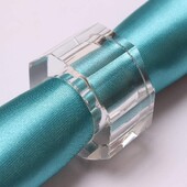 Držiak na obrúsky z krištáľového skla, priehľadná veľká osemuholníková pracka, dekorácia stola, hotelová banketa, svadba, priemer 6 cm, 1 ks