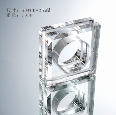 Držiak na obrúsky z krištáľového skla, priehľadná veľká osemuholníková pracka, dekorácia stola, hotelová banketa, svadba, priemer 6 cm, 1 ks