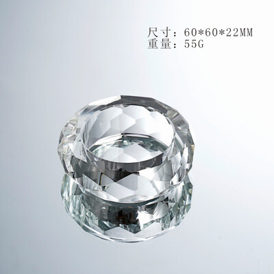 Držiak na obrúsky z krištáľového skla, priehľadná veľká osemuholníková pracka, dekorácia stola, hotelová banketa, svadba, priemer 6 cm, 1 ks