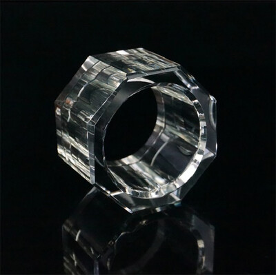 Držiak na obrúsky z krištáľového skla, priehľadná veľká osemuholníková pracka, dekorácia stola, hotelová banketa, svadba, priemer 6 cm, 1 ks