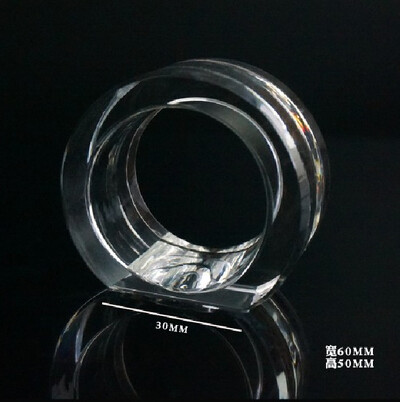 Držiak na obrúsky z krištáľového skla, priehľadná veľká osemuholníková pracka, dekorácia stola, hotelová banketa, svadba, priemer 6 cm, 1 ks