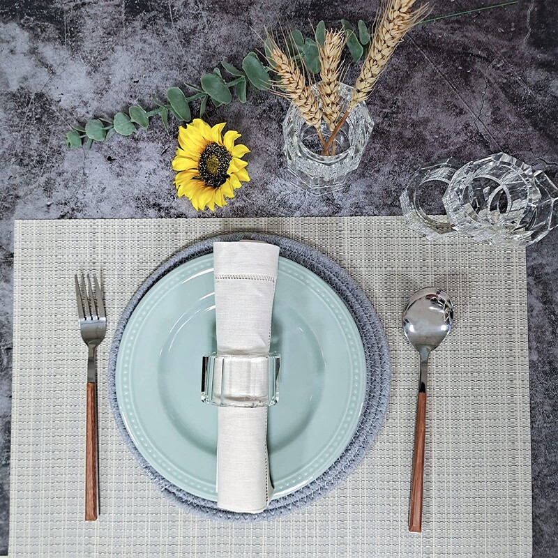 Držiak na obrúsky z krištáľového skla, priehľadná veľká osemuholníková pracka, dekorácia stola, hotelová banketa, svadba, priemer 6 cm, 1 ks