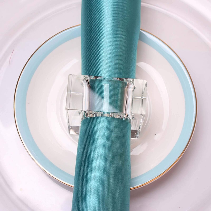 Držiak na obrúsky z krištáľového skla, priehľadná veľká osemuholníková pracka, dekorácia stola, hotelová banketa, svadba, priemer 6 cm, 1 ks