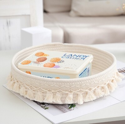 Ръчно изработено тъкано памучно въже Кошница за съхранение Настолен органайзер Разни играчки Комедийни ключове Кутия за закуски Съхранение за домашни разни вещи