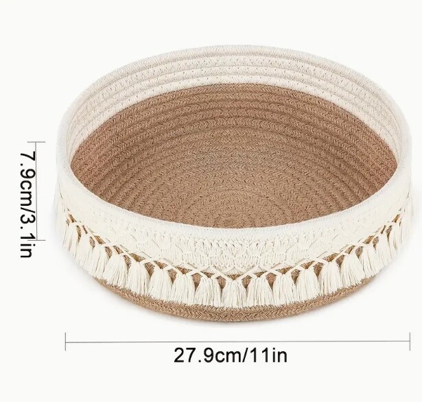 Ръчно изработено тъкано памучно въже Кошница за съхранение Настолен органайзер Разни играчки Комедийни ключове Кутия за закуски Съхранение за домашни разни вещи