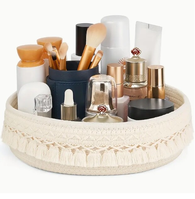 Ръчно изработено тъкано памучно въже Кошница за съхранение Настолен органайзер Разни играчки Комедийни ключове Кутия за закуски Съхранение за домашни разни вещи