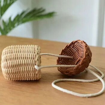 Ρετρό PP απομίμηση Rattan Weaving Picnic Καλάθι αποθήκευσης Ψάθινο βαλιτσάκι Κουτί δώρου Υφαντά καλλυντικά διάφορα κουτιά οργάνωσης