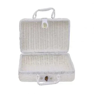 Retro PP imitacija ratana Košara za pohranu za piknik Pleteni kovčeg Kutija za ručne darove Pletene kutije za organizatore kozmetičkih sitnica