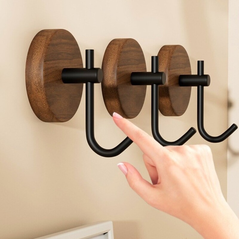 Bez bušenja Viseća vješalica od oraha Kuka za ogrtač Stalak za pohranu kaputa Ljepljive zidne kuke Kukica za ukrašavanje ključeva Praktična drvena kuka