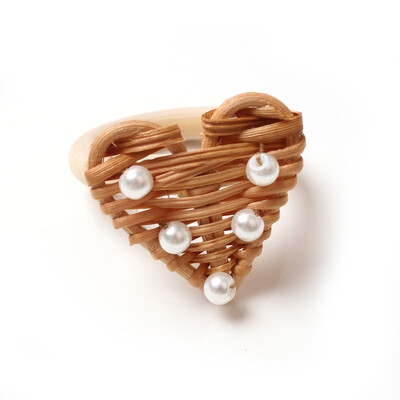 Rotangpalmas pītas salvešu gredzena turētājs Sirds salmu apaļš koka pasniegšanas gredzens Vintage apaļš kāzu Chrismats ballītes vakariņu galda dekors