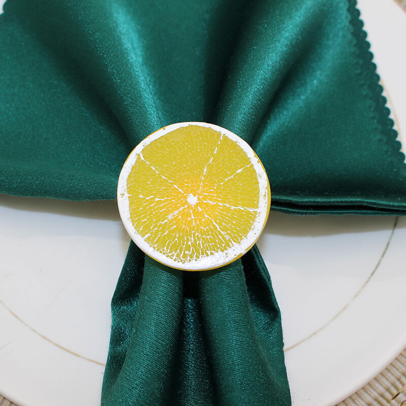 6Pcs Yellow Lemon prstenovi za salvete Dekoracija stola za Baby Shower Party Rođendan Svadbeni tuševi Rustikalno vjenčanje Božić HB255