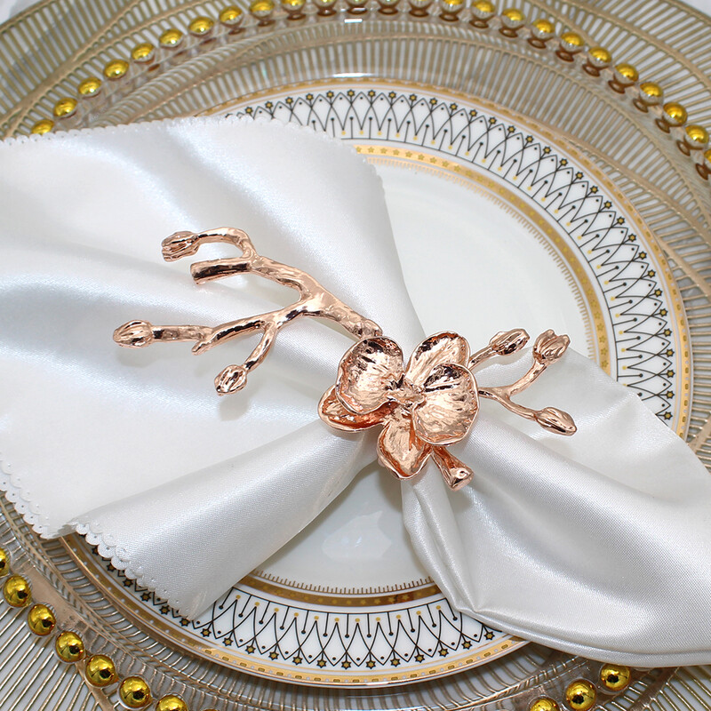 6kom prstenova za salvete od ružičastog zlata Metalni držač za salvete u obliku cvijeta šljive Božićne kopče za salvete za dekoraciju blagovaonice za vjenčanja