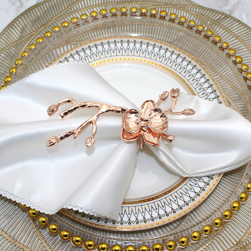 6kom prstenova za salvete od ružičastog zlata Metalni držač za salvete u obliku cvijeta šljive Božićne kopče za salvete za dekoraciju blagovaonice za vjenčanja