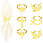 4 kom Zlatni križ prstenovi za salvete Metalni golub mira Držač za salvete Kopče za prvu pričest za stol Dekor HB308