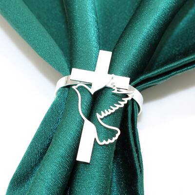 20kom križni prstenovi za salvete Metalni križ s golubom mira Religiozni držač za salvete za Božić, Novu godinu, vjenčanje, rođendan Dekoracija stola