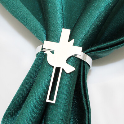 20kom križni prstenovi za salvete Metalni križ s golubom mira Religiozni držač za salvete za Božić, Novu godinu, vjenčanje, rođendan Dekoracija stola