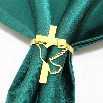 20kom križni prstenovi za salvete Metalni križ s golubom mira Religiozni držač za salvete za Božić, Novu godinu, vjenčanje, rođendan Dekoracija stola