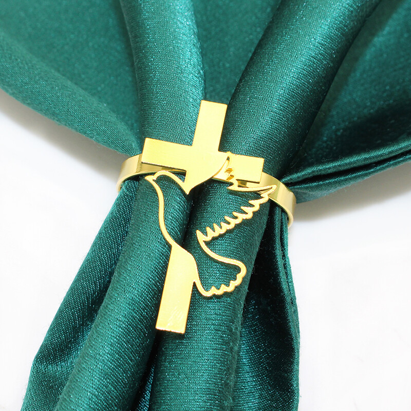 20kom križni prstenovi za salvete Metalni križ s golubom mira Religiozni držač za salvete za Božić, Novu godinu, vjenčanje, rođendan Dekoracija stola