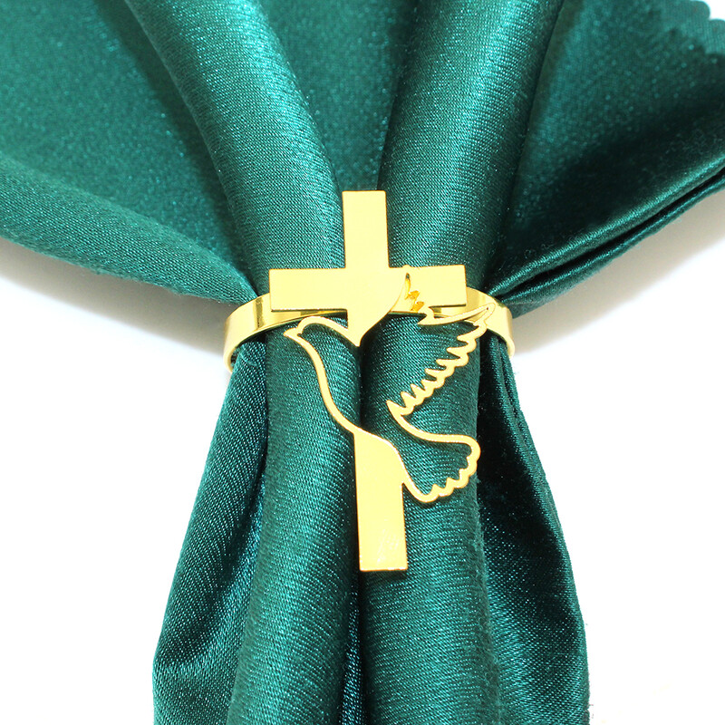 20kom križni prstenovi za salvete Metalni križ s golubom mira Religiozni držač za salvete za Božić, Novu godinu, vjenčanje, rođendan Dekoracija stola