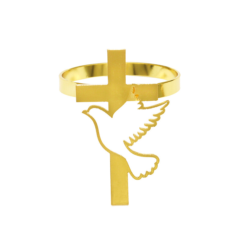 20kom križni prstenovi za salvete Metalni križ s golubom mira Religiozni držač za salvete za Božić, Novu godinu, vjenčanje, rođendan Dekoracija stola