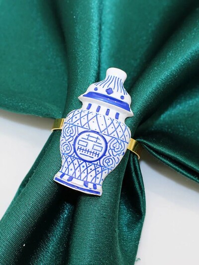 6kom ručno oslikanih imitacija keramičkih prstenova za salvete za uređenje stola Vintage držač za prstenove za salvete za vjenčanje za bebe