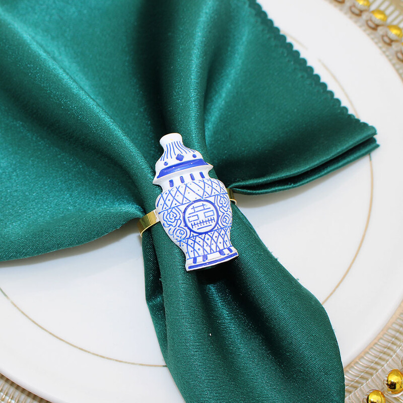 6kom ručno oslikanih imitacija keramičkih prstenova za salvete za uređenje stola Vintage držač za prstenove za salvete za vjenčanje za bebe