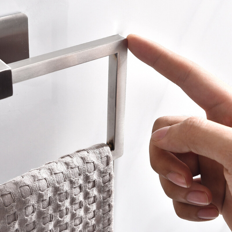 Nerūsējošā tērauda kvadrātveida dvieļu turētājs, pašlīmējošs dvieļu turētājs 180, grozāms dvieļu pakaramais vannas istabas virtuves glabāšanas piederumiem