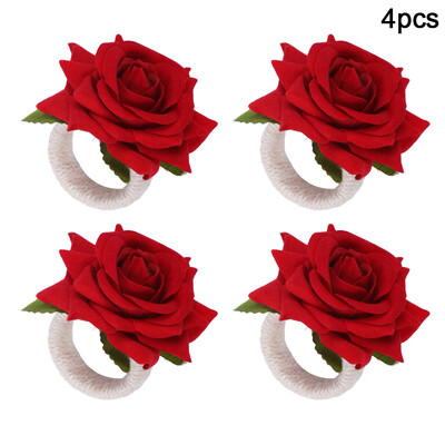 2/4/6tk Lilledega salvrätikurõngad Punase roosiga käterätikulukk pulmapeoks sõbrapäeva kodulauakaunistus sünnipäevaks salvrätikuhoidja