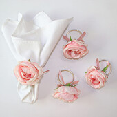 Valentinovo Kopča za salvete Pink Bijela breskva Srce Cvijet Prsten za salvete Hotelski prsten od tkanine za usta Dekoracija stola za svatove