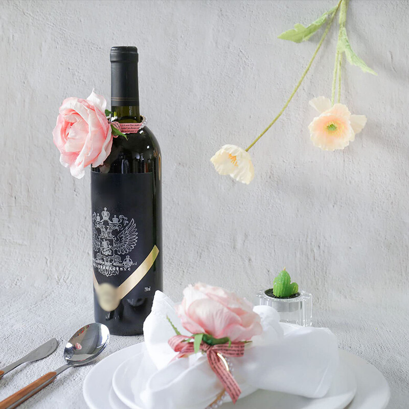 Valentinovo Kopča za salvete Pink Bijela breskva Srce Cvijet Prsten za salvete Hotelski prsten od tkanine za usta Dekoracija stola za svatove