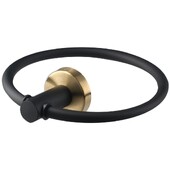 Черен и златен пръстен за хавлии, държач за хавлии за ръце, монтирана на стена декоративна кръгла закачалка за хавлии, издръжлива лента за хавлии за баня от неръждаема стомана