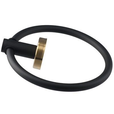 Черен и златен пръстен за хавлии, държач за хавлии за ръце, монтирана на стена декоративна кръгла закачалка за хавлии, издръжлива лента за хавлии за баня от неръждаема стомана